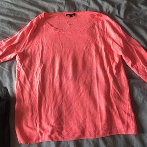 J Crew neon coral linen sweater size small